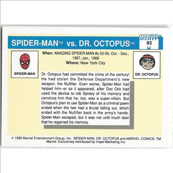 1990 Marvel Impel Spider Man Vs Dr. Octopus Famous Battles Trading Card #93