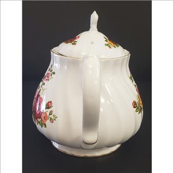 Vintage Sadler Windsor Made in China Floral Gold Trim Pattern Swirl Design Fine Porcelain Lidded Teapot