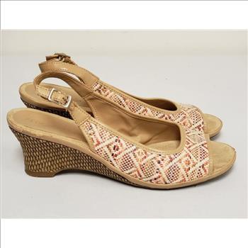 Aerosoles Dozen Roses Weave Pattern Open Toes Sling Back Women's Sandals Sz 8.5M