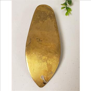 Vintage Solid Brass Etched Floral Pattern Shoe Shaped Ashtray, India