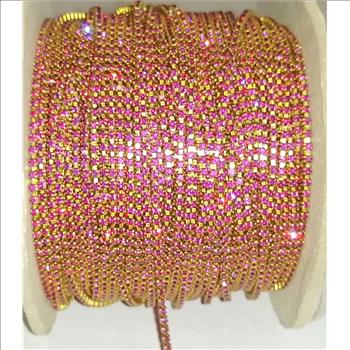 PP14 FUSCHIA RHINESTONE CHAIN - 25 FEET