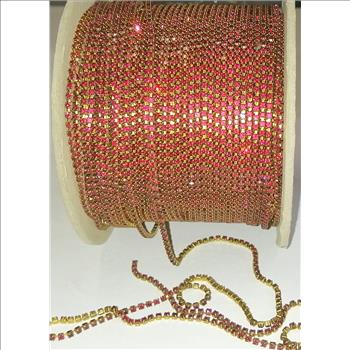 PP14 RUBY RHINESTONE CHAIN - 25 FEET