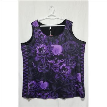 PLUS SIZE SKULL FLORAL PRINT GOTHIC TANK TOP-5X