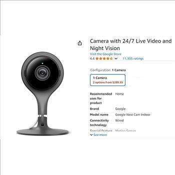 Google Nest Cam Indoor with Night Vision