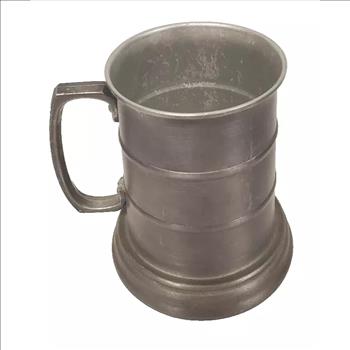 Vintage Pewter Beer Mug With Glass Bottom