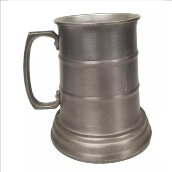 Vintage Pewter Beer Mug With Glass Bottom