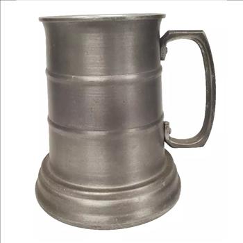 Vintage Pewter Beer Mug With Glass Bottom