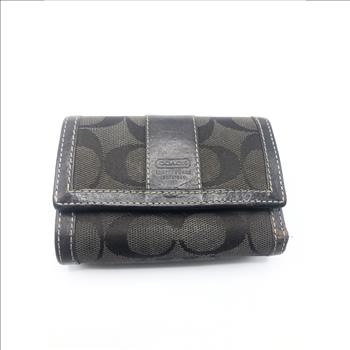 Coach Signature Canvas & Leather Snap Wallet