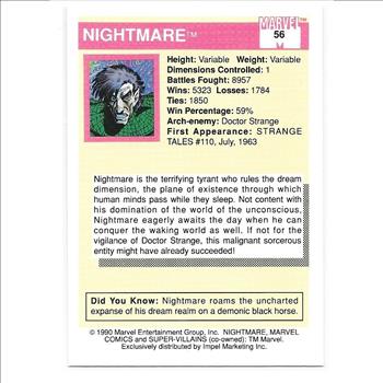 1990 Impel Marvel Universe Series 1 Super-Villains Nightmare #56