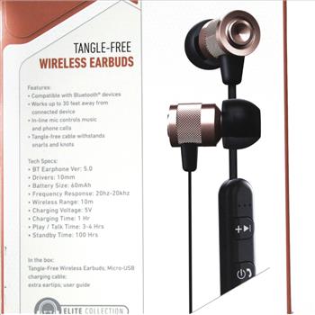 SHARPER IMAGE - BLUETOOTH TANGLE FREE EARBUDS - Rose Gold - $79.00 Retail
