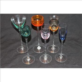 Vintage Set of 6 Long Stem Liqueur Glasses from Belgium
