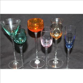 Vintage Set of 6 Long Stem Liqueur Glasses from Belgium