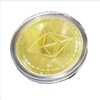 1Pcs Gold Plated Ethereum Coin Physical Metal 1oz