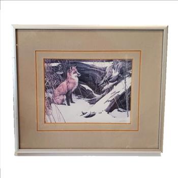 Vintage 1979 Framed Robert Bateman Wily and Wary Red Fox Print
