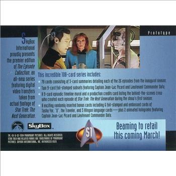 1994 Skybox Star Trek Next Generation The Episode Collection Season 1 Prototype Card S1