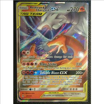 ULTRA RARE Reshiram & Charizard GX Tag Team 20/214 Holo Foil Pokemon