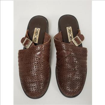 VTG CHEROKEE Brown Leather Women's Clogs/Mules Sz 8-US, Made in Brazil