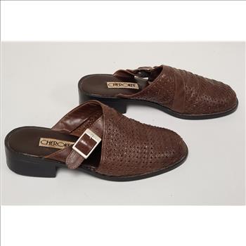 VTG CHEROKEE Brown Leather Women's Clogs/Mules Sz 8-US, Made in Brazil