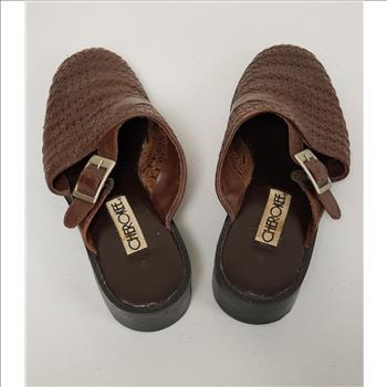 VTG CHEROKEE Brown Leather Women's Clogs/Mules Sz 8-US, Made in Brazil