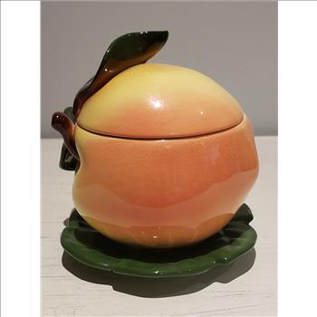 Vintage Goebel W Germany 1974 Ceramic Glazed Apple Shaped Marmalade Jar with Lid
