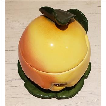 Vintage Goebel W Germany 1974 Ceramic Glazed Apple Shaped Marmalade Jar with Lid