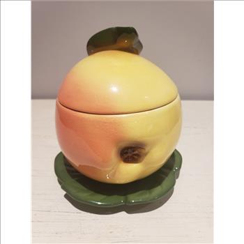 Vintage Goebel W Germany 1974 Ceramic Glazed Apple Shaped Marmalade Jar with Lid