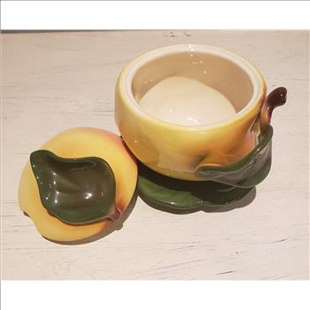 Vintage Goebel W Germany 1974 Ceramic Glazed Apple Shaped Marmalade Jar with Lid