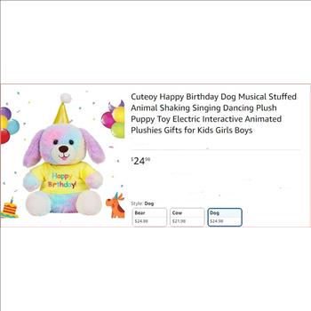 2 Happy Birthday Musical Stuffed Animals Shaking Singing Dancing