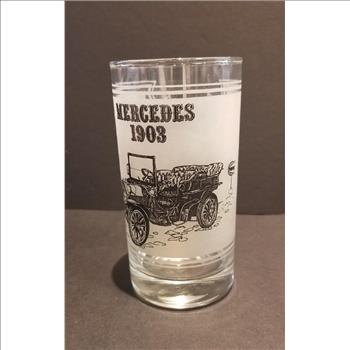 Vintage Frosted Glass 1903 Mercedes Antique Model Car Promotional Glass