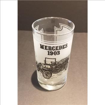 Vintage Frosted Glass 1903 Mercedes Antique Model Car Promotional Glass