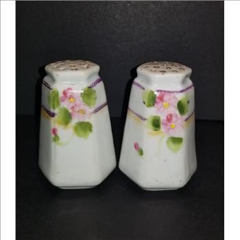 VTG Japan Porcelain Hexagonal Shaped Salt and Pepper Shakers Set