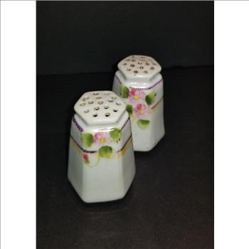 VTG Japan Porcelain Hexagonal Shaped Salt and Pepper Shakers Set