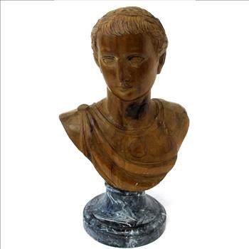 Vintage Hand Made Wood Carving of Julius Caesar