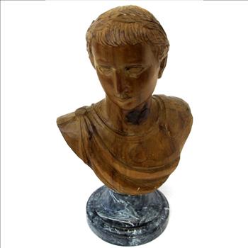 Vintage Hand Made Wood Carving of Julius Caesar