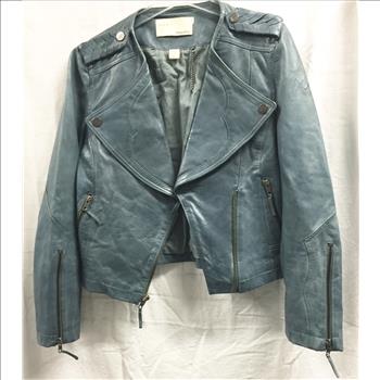 Womens William Rast Motorcycle Leather Jacket Teal Blue Small Retail $695.00