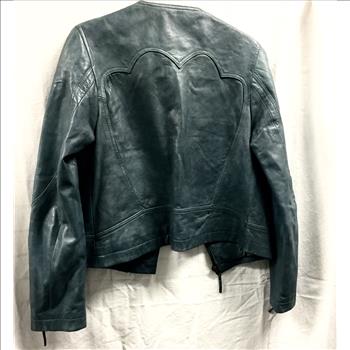 Womens William Rast Motorcycle Leather Jacket Teal Blue Small Retail $695.00