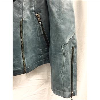 Womens William Rast Motorcycle Leather Jacket Teal Blue Small Retail $695.00