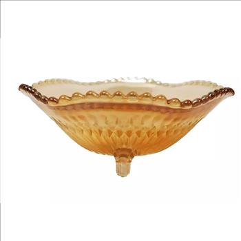 Vintage USA Amber Depression Carnival Glass Candy Footed Bowl 6