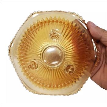 Vintage USA Amber Depression Carnival Glass Candy Footed Bowl 6