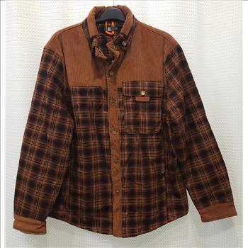 Men's Plaid Button Front Fleece Jacket Sz L