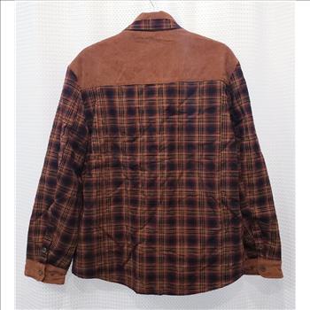 Men's Plaid Button Front Fleece Jacket Sz L