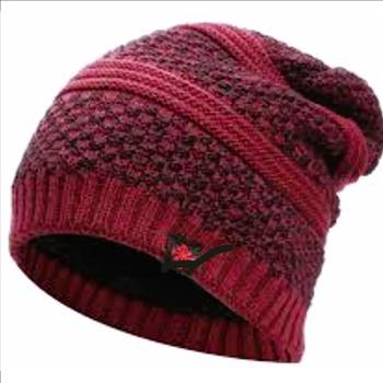 New Unisex Red Fleece Lined Winter Beanie Knit Hat