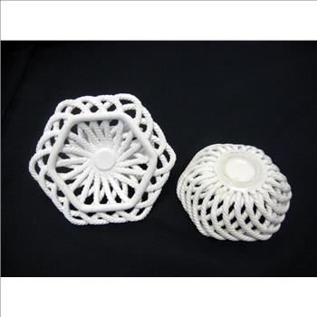 White Pottery Covered Candy Dish