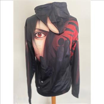 Anime Character Graphic Black Hoodie Size S