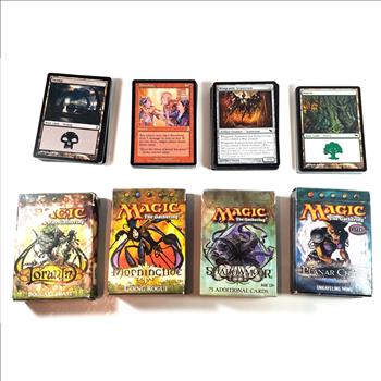 Over 100 Random Magic The Gathering Playing Cards With Four Empty Boxes