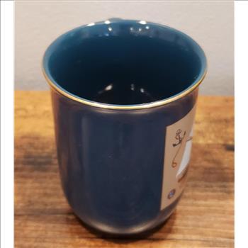 Vintage Schooner Sailing Ship Ceramic Mug Navy Blue Gold Trim Anchor Helm Otagiri Japan