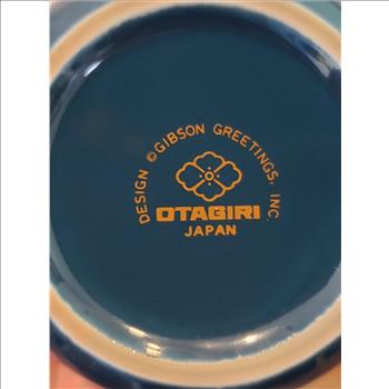 Vintage Schooner Sailing Ship Ceramic Mug Navy Blue Gold Trim Anchor Helm Otagiri Japan