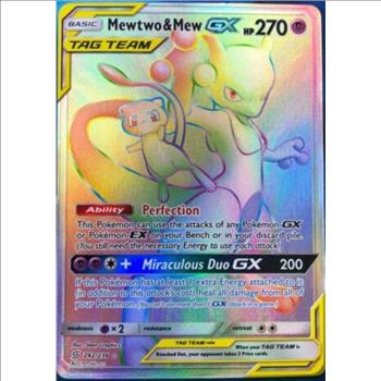 Mewtwo & Mew GX - 242/236 Full Art Hyper Rare Unified Minds Pokemon Card LP-NM