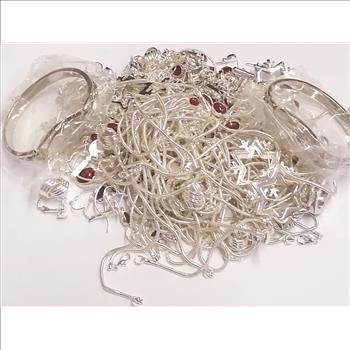 JEWELRY - ASSORTED PIECES OF SILVER PLATED JEWELRY -1.5 POUNDS