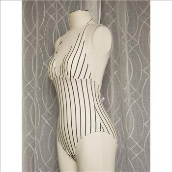NWT Cupshe Women's Tie Halter Stripes V-Neck One Piece Bathing Suit Sz M, China